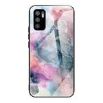 For Xiaomi Redmi Note 10 5G Abstract Marble Pattern Glass Protective Case(Abstract Multicolor)