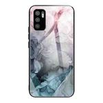 For Xiaomi Redmi Note 10 5G Abstract Marble Pattern Glass Protective Case(Abstract Light Pink)