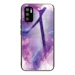 For Xiaomi Redmi Note 10 5G Abstract Marble Pattern Glass Protective Case(Abstract Purple)