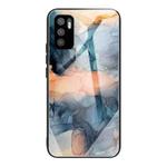 For Xiaomi Redmi Note 10 5G Abstract Marble Pattern Glass Protective Case(Abstract Blue)