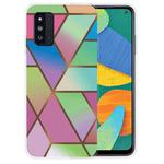 For Samsung Galaxy F52 5G Abstract Marble Pattern Glass Protective Case(Rhombus Gradient)