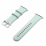 Silver Buckle Silicone Watch Band For Apple Watch Series 8&7 41mm / SE 2&6&SE&5&4 40mm / 3&2&1 38mm(Gemstone Green)