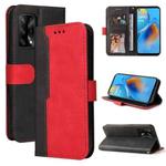 For OPPO A74 4G / F19 4G Business Stitching-Color Horizontal Flip PU Leather Case with Holder & Card Slots & Photo Frame & Lanyard(Red)