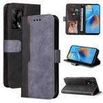 For OPPO A74 4G / F19 4G Business Stitching-Color Horizontal Flip PU Leather Case with Holder & Card Slots & Photo Frame & Lanyard(Grey)