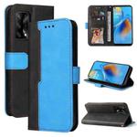 For OPPO A74 4G / F19 4G Business Stitching-Color Horizontal Flip PU Leather Case with Holder & Card Slots & Photo Frame & Lanyard(Blue)