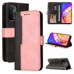 For OPPO A93 5G CN Version/A74 5G/A54 5G Business Stitching-Color Horizontal Flip PU Leather Case with Holder & Card Slots & Photo Frame & Lanyard(Pink)