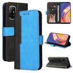 For OPPO A94 5G/F19 Pro+ 5G/Reno5 Z/A95 5G Business Stitching-Color Horizontal Flip PU Leather Case with Holder & Card Slots & Photo Frame & Lanyard(Blue)