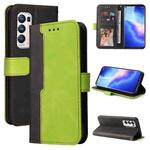 For OPPO Reno5 Pro+ 5G / Find X3 Neo Business Stitching-Color Horizontal Flip PU Leather Case with Holder & Card Slots & Photo Frame & Lanyard(Green)
