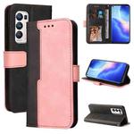 For OPPO Reno5 Pro+ 5G / Find X3 Neo Business Stitching-Color Horizontal Flip PU Leather Case with Holder & Card Slots & Photo Frame & Lanyard(Pink)