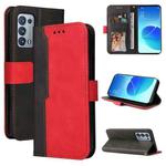 For OPPO Reno6 Pro 5G / Reno6 Pro+ 5G Business Stitching-Color Horizontal Flip PU Leather Case with Holder & Card Slots & Photo Frame & Lanyard(Red)