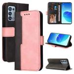 For OPPO Reno6 Pro 5G / Reno6 Pro+ 5G Business Stitching-Color Horizontal Flip PU Leather Case with Holder & Card Slots & Photo Frame & Lanyard(Pink)