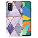 For Samsung Galaxy F52 5G Abstract Marble Pattern TPU Protective Case(Glitter Purple)