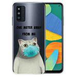 For Samsung Galaxy F52 5G Colored Drawing Clear TPU Protective Cases(Mask Cat)