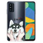 For Samsung Galaxy F52 5G Colored Drawing Clear TPU Protective Cases(Pinch Face Dog)