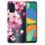 For Samsung Galaxy F52 5G Colored Drawing Clear TPU Protective Cases(Cherry Blossoms)