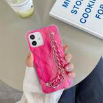 For iPhone 12 mini Aurora Rhomboid TPU Shockproof Wrist Bracelet Chain Case (Rose Red)