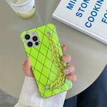 For iPhone 12 Pro Max Aurora Rhomboid TPU Shockproof Wrist Bracelet Chain Case(Green)