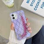 For iPhone 11 Pro Aurora Rhomboid TPU Shockproof Wrist Bracelet Chain Case (Purple)