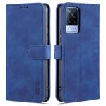 For vivo V21 AZNS Skin Feel Calf Texture Horizontal Flip Leather Case with Card Slots & Holder & Wallet(Blue)
