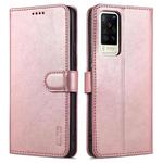 For vivo X60 AZNS Skin Feel Calf Texture Horizontal Flip Leather Case with Card Slots & Holder & Wallet(Rose Gold)