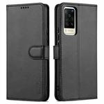 For vivo X60 Pro AZNS Skin Feel Calf Texture Horizontal Flip Leather Case with Card Slots & Holder & Wallet(Black)