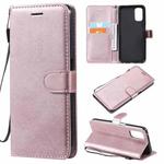 For OPPO Realme V5 5G Solid Color Horizontal Flip Protective Leather Case with Holder & Card Slots & Wallet & Photo Frame & Lanyard(Rose Gold)