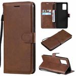 For OPPO F19 / A74 4G Solid Color Horizontal Flip Protective Leather Case with Holder & Card Slots & Wallet & Photo Frame & Lanyard(Brown)
