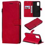 For OPPO F19 / A74 4G Solid Color Horizontal Flip Protective Leather Case with Holder & Card Slots & Wallet & Photo Frame & Lanyard(Red)