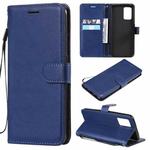 For OPPO F19 / A74 4G Solid Color Horizontal Flip Protective Leather Case with Holder & Card Slots & Wallet & Photo Frame & Lanyard(Blue)