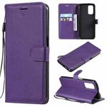 For OPPO A93 5G / A54 5G / A74 5G Solid Color Horizontal Flip Protective Leather Case with Holder & Card Slots & Wallet & Photo Frame & Lanyard(Purple)