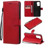 For OPPO A94 4G Solid Color Horizontal Flip Protective Leather Case with Holder & Card Slots & Wallet & Photo Frame & Lanyard(Red)