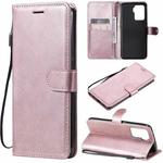 For OPPO A94 4G Solid Color Horizontal Flip Protective Leather Case with Holder & Card Slots & Wallet & Photo Frame & Lanyard(Rose Gold)