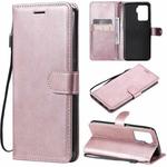 For OPPO F19 Pro 4G Solid Color Horizontal Flip Protective Leather Case with Holder & Card Slots & Wallet & Photo Frame & Lanyard(Rose Gold)