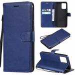 For OPPO Realme 8 Solid Color Horizontal Flip Protective Leather Case with Holder & Card Slots & Wallet & Photo Frame & Lanyard(Blue)