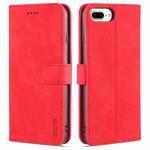 AZNS Skin Feel Calf Texture Horizontal Flip Leather Case with Card Slots & Holder & Wallet For iPhone 7 Plus / 8 Plus(Red)