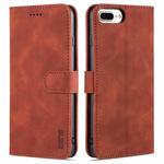 AZNS Skin Feel Calf Texture Horizontal Flip Leather Case with Card Slots & Holder & Wallet For iPhone 7 Plus / 8 Plus(Brown)