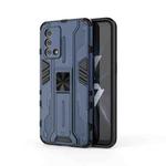 For OPPO K9 Supersonic PC + TPU Shock-proof Protective Case with Holder(Dark Blue)