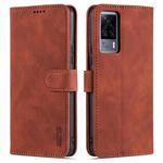 For vivo S9e AZNS Skin Feel Calf Texture Horizontal Flip Leather Case with Card Slots & Holder & Wallet(Brown)