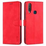 For vivo Y17 / Y3 / Y3S AZNS Skin Feel Calf Texture Horizontal Flip Leather Case with Card Slots & Holder & Wallet(Red)