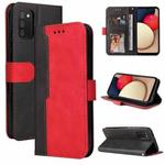 For Samsung Galaxy A02s EU Version Business Stitching-Color Horizontal Flip PU Leather Case with Holder & Card Slots & Photo Frame(Red)