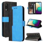 For Samsung Galaxy A02 / M02 EU Version Business Stitching-Color Horizontal Flip PU Leather Case with Holder & Card Slots & Photo Frame(Blue)