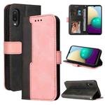 For Samsung Galaxy A02 / M02 EU Version Business Stitching-Color Horizontal Flip PU Leather Case with Holder & Card Slots & Photo Frame(Pink)