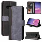 For Samsung Galaxy S10 Business Stitching-Color Horizontal Flip PU Leather Case with Holder & Card Slots & Photo Frame(Grey)