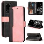 For Samsung Galaxy S20 Ultra Business Stitching-Color Horizontal Flip PU Leather Case with Holder & Card Slots & Photo Frame(Pink)