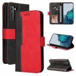 For Samsung Galaxy S21 FE Business Stitching-Color Horizontal Flip PU Leather Case with Holder & Card Slots & Photo Frame(Red)