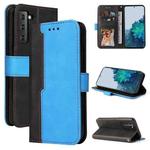 For Samsung Galaxy S21 FE Business Stitching-Color Horizontal Flip PU Leather Case with Holder & Card Slots & Photo Frame(Blue)