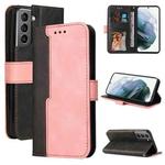 For Samsung Galaxy S21 5G Business Stitching-Color Horizontal Flip PU Leather Case with Holder & Card Slots & Photo Frame(Pink)