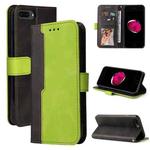 Business Stitching-Color Horizontal Flip PU Leather Case with Holder & Card Slots & Photo Frame For iPhone 8 Plus / 7 Plus(Green)