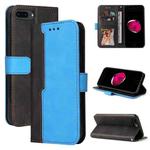 Business Stitching-Color Horizontal Flip PU Leather Case with Holder & Card Slots & Photo Frame For iPhone 8 Plus / 7 Plus(Blue)