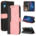 For iPhone X / XS Business Stitching-Color Horizontal Flip PU Leather Case with Holder & Card Slots & Photo Frame(Pink)